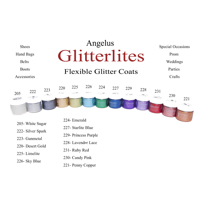 Angelus glitterlites 2025 leather paint