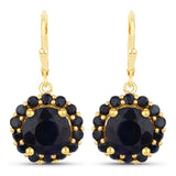 11.37 Carat Dyed Sapphire and Blue Sapphire .925 Sterling Silver Earrings