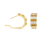 18K Yellow Gold 1 3/4 Cttw Invisible Set Princess Cut Diamond and 2.5mm Yellow Sapphire Huggie Hoop Earrings (F-G Color, VS1-VS2 Clarity)