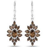 16.36 Carat Genuine Smoky Quartz .925 Sterling Silver 3 Piece Jewelry Set (Ring, Earrings, and Pendant w/ Chain)