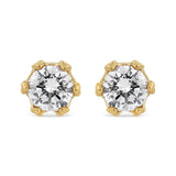 14K Yellow Gold 2.0 Cttw Round Diamond Crown Stud Earrings (I-J Color, I1-I2 Clarity)