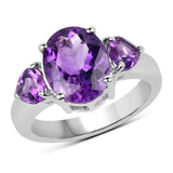4.06 Carat Genuine Amethyst .925 Sterling Silver Ring