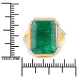 9.96 Carat Dyed Emerald and White Topaz .925 Sterling Silver Ring