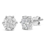 14K White Gold 1.00 Cttw Pie Cut Diamond Solitaire Style Stud Earring (H-I Color, SI1-SI2 Clarity)