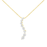14k Yellow Gold 3.0 cttw Baguette and Brilliant Round-Cut Diamond Journey 18" Pendant Necklace (I-J Color, I2-I3 Clarity)