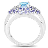2.78 Carat Genuine Blue Topaz and Tanzanite .925 Sterling Silver Ring