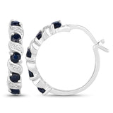 1.28 Carat Genuine Blue Sapphire and White Topaz .925 Sterling Silver Earrings