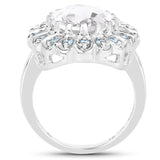 5.90 Carat Genuine Crystal Quartz and Swiss Blue Topaz .925 Sterling Silver Ring
