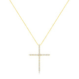 10K Yellow Gold 3.00 cttw Round-Cut Diamond Cross 18" Pendant Necklace (J-K Color, I1-I2 Clarity)