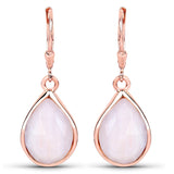 18K Rose Gold Plated 7.60 Carat Genuine Pink Opal .925 Sterling Silver Earrings