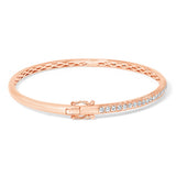 14K Rose Gold 1.00 Cttw Half Eternity Diamond Bangle Bracelet (G-H Color, SI2-I1 Clarity) - 7" Inches