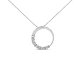14K White Gold 1/4 Cttw Round-Cut Graduating Diamond Open Circle Hoop 18" Pendant Necklace (J-K Color, I1-I2 Clarity)