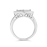 .925 Sterling Silver 1/3 Cttw Invisible Set Princess-Cut Diamond Rhombus and Beaded Halo Ring (H-I Color, SI1-SI2 Clarity) - Ring Size 7