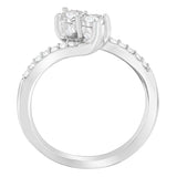 10K White Gold 1/4 Cttw Two-Stone Diamond Bypass Engagement Ring