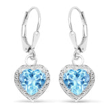 4.20 Carat Genuine Swiss Blue Topaz .925 Sterling Silver Earrings