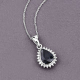 2.09 Carat Genuine Blue Sapphire and White Diamond 14K White Gold Pendant