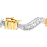 Original Classics 10K Two-Tone Gold Baguette Cut Diamond Spiral Bracelet (2.00 cttw, H-I Color, I1-I2 Clarity)