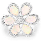 1.71 Carat Genuine Ethiopian Opal and White Topaz .925 Sterling Silver Ring Ring