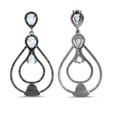 8.81 Carat Genuine Blue Topaz and Black Spinel .925 Sterling Silver Earrings