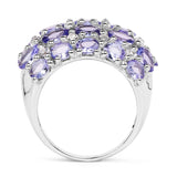 7.29 Carat Genuine Tanzanite and White Topaz .925 Sterling Silver Ring