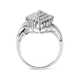 10K White Gold 1/2 Cttw Diamond Pear Shaped Cluster Ring (H-I Color, I1-I2 Clarity) - Ring Size 7