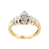 10K Yellow Gold 1/2 Cttw Diamond Pear Shaped Head and Multi Row Channel Set  Shank Ring (H-I Color, SI2-I1 Clarity) - Ring Size 7