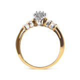 10K Yellow Gold 1/2 Cttw Diamond Pear Shaped Head and Multi Row Channel Set  Shank Ring (H-I Color, SI2-I1 Clarity) - Ring Size 7