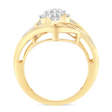 10K Yellow Gold Diamond Bypass Cluster Ring (1 Cttw, I-J Color, I2-I3 Clarity) - Size 7