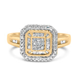 10K Yellow Gold 1/2 Cttw Diamond Square Cluster Cocktail Ring
