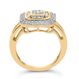 10K Yellow Gold 1/2 Cttw Diamond Square Cluster Cocktail Ring