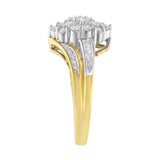 10K Yellow and White Gold 1/2 Cttw Diamond Marquise Shaped Cluster Split Shank Ring (H-I Color, SI2-I1 Clarity) - Size 7