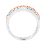 10K White and Rose Gold 1/3 Cttw Diamond Split Shank and Infinity Ribbon Band Ring (I-J Color, I1-I2 Clarity) - Size 6