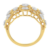 14K Yellow Gold Diamond Art Deco Ring (1/2 Cttw, H-I Color, I1 Clarity) - Size 7