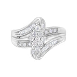 10K White Gold 1/2 cttw Diamond Cluster Ring (H-I Clarity, I2-I3 Color) - Size 6