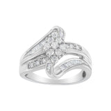 10K White Gold 1/2 cttw Diamond Cluster Ring (H-I Clarity, I2-I3 Color) - Size 6