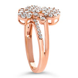 14K Rose Gold Plated .925 Sterling Silver 1/2 Cttw Diamond Scatter Composite Bypass Ring (I-J Color, I1-I2 Clarity) - Size 7