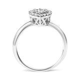 10K White Gold 3/8 Cttw Round-Cut Lab Grown Diamond Cluster Pear Promise Ring (G-H Color, VS2-SI1 Clarity) - Size 7