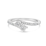 10K White Gold 1/4 Cttw Two-Stone Diamond Bypass Engagement Ring