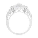 .925 Sterling Silver Round and Baguette Diamond Cathedral Ring (0.75 Cttw, H-I Color, I2-I3 Clarity) - Size 7