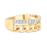 10K Yellow Gold 1/5 Cttw Diamond Cuban Link Ring Band (I-J Color, I2-I3 Clarity) - Size 7