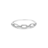 .925 Sterling Silver Diamond Accent Paperclip Band Ring (I-J Color, I2-I3 Clarity) - Ring Size 6