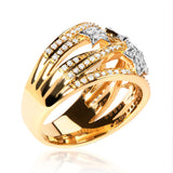 18K Yellow Gold Plated .925 Sterling Silver 3/4 Cttw Diamond Star and Galaxy Ring Band