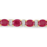 7.76 Carat Genuine Ruby and White Diamond 14K Yellow Gold Bracelet