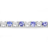 5.44 Carat Genuine Tanzanite and White Diamond .925 Sterling Silver Bracelet