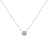 .925 Sterling Silver 1/2 Cttw Round Diamond Halo Circle Pendant 18" Necklace (I-J Color, I2-I3 Clarity)