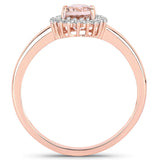 0.81 Carat Genuine Morganite and White Diamond 14K Rose Gold Ring