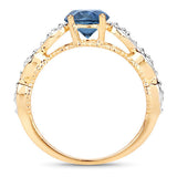 1.27 Carat Genuine Blue Sapphire and White Diamond 14K Yellow Gold Ring