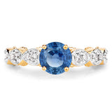 1.27 Carat Genuine Blue Sapphire and White Diamond 14K Yellow Gold Ring