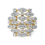 14K Yellow Gold 1.0 Cttw Diamond Geometric Stacked Open Cocktail Ring (I-J Color, I1-I2 Clarity) - Ring Size 7