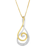 Espira 10K Two-Tone Gold Round Cut Diamond Sparkling Spiral Pendant Necklace (1/6 cttw, J-K Color, I2-I3 Clarity)